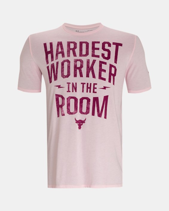 Men's Project Rock Hardest Worker Short Sleeve, Pink, pdpMainDesktop image number 4